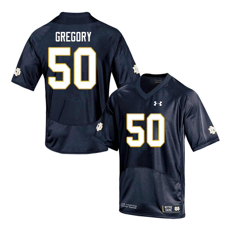 Men #50 Reed Gregory Notre Dame Fighting Irish College Football Jerseys Sale-Navy - Click Image to Close